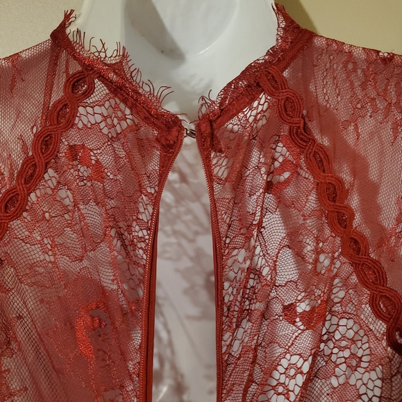 New Burgundy Jumpsuit w/Lace accents S-M-L - Picture 9 of 10